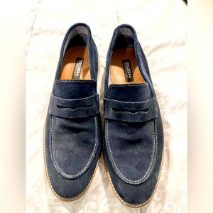 Navy blue suede, Gordon rushed penny loafer men shoes